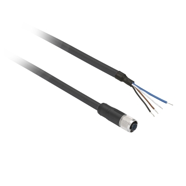 XZCP0941L5 Pre wired connectors XZ, straight female, M8, 4 pins, cable PUR 5 m