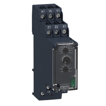RE22R1MYMR multifunction relay, Harmony Timer Relays, 8A, 1 CO, 0.05s…300h, symmetrical flashing, 24...240V AC DC