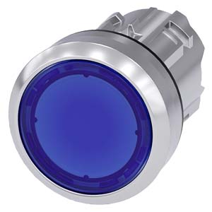 3SU1051-0AB50-0AA0 Illuminated pushbutton, 22 mm, round, metal, shiny, blue, pushbutton, flat, momentary contact type