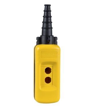 XACA02H7 Empty pendant control station; Double insulated, yellow plastic enclosure with 2 cut-outs