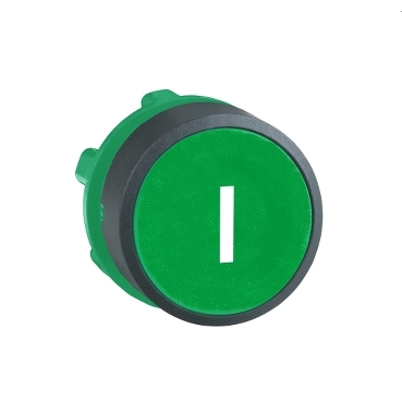 ZB5AA331 Harmony XB5, Push button head, plastic, flush, green, Ø22, spring return, marked I