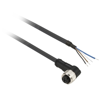XZCP1041L10 Pre wired connectors XZ, elbowed female, M8, 4 pins, cable PUR 10 m