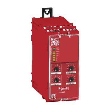 XPSUAT13A3AP safety module, Harmony XPSU, Cat4, features XPSUAK with delayed outputs, 24V AC or DC, screw