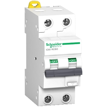A9D17216 Residual current breaker with overcurrent protection (RCBO), Acti9 iC60, 2P, 16A, C curve, 10000A/15kA, A type, 30mA