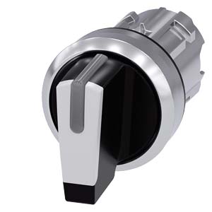 3SU1052-2BN60-0AA0 Selector switch, illuminable, 22 mm, round, metal, shiny, white, selector switch, short, 3 switch positions I-O<II, left latching, right momentary contact type, actuating angle 2x45°, 10:30h/12h/13:30h