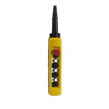 XACA6713 Harmony XAC, Pendant control station, plastic, yellow, 6 push buttons with 1 NO, 1 emergency stop NC