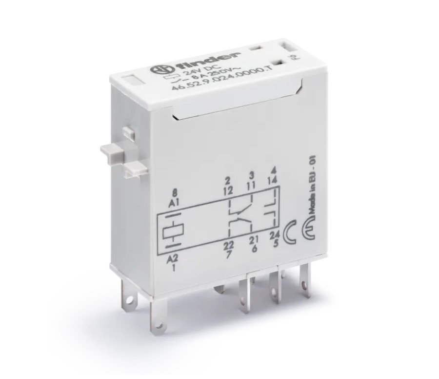 46.52.9.024.0000T General Purpose Relay, 46 Series, Power, DPDT, 24 VDC, 8 A