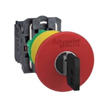 XB5AS9442 Harmony XB5, Emergency stop switching off, plastic, red mushroom Ø40, Ø22 trigger latching key release, 1 NC