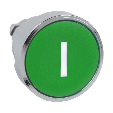 ZB4BA331 Harmony XB4, Push button head, metal, flush, green, Ø22, spring return, marked I