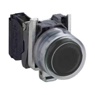 XB4BP21 Harmony XB4, Push button, metal, projecting, black, Ø22, spring return, booted, unmarked, 1 NO
