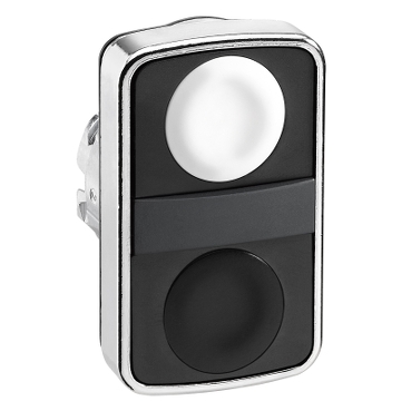 ZB4BA7120 Harmony XB4, Double-headed push button head, metal, Ø22, 1 white flush unmarked + 1 black flush unmarked