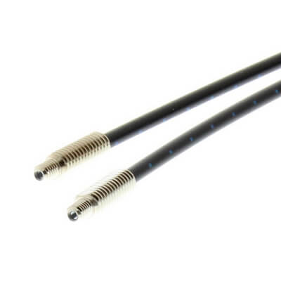 E32-TC200 Fiber optic sensor head, through-beam, M4 cylindrical axial, R25 fiber, 2 m cable Omron