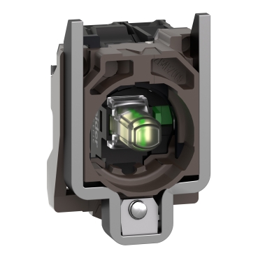 ZB4BW0M11 Harmony XB4, Light block with body/fixing collar, metal, white, integral LED, 230…240 V AC, 1 NO