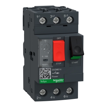GV2ME14AP Motor circuit breaker, TeSys Deca, 3P, 6 to 10A, thermal magnetic, screw clamp terminals