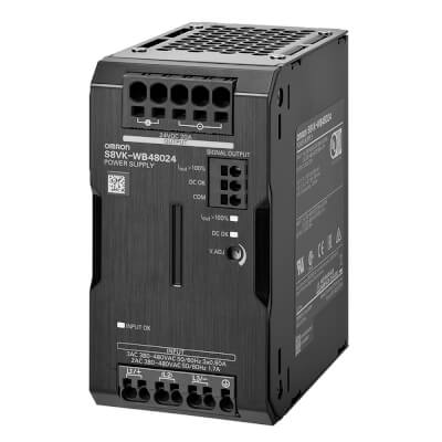 S8VK-WB48048 Three-phase / two-phase 380 to 480 VAC, Power rating 480 W,10 A, Output: 48 VDC, Terminal blocks (Push-In Plus Terminal Block), Parallel operation, Omron