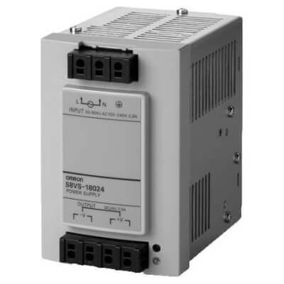 S8VS-18024 Power supply, 180W, 100-240 VAC input, 24 VDC 7.5A output, DIN rail mounting, basic model Omron