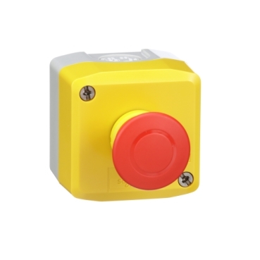 XALK198H7 Harmony XALD, XALK, Control station, plastic, yellow, 1 red mushroom head push button Ø40, emergency stop push-pull 1 NC, unmarked, UL/CSA certified