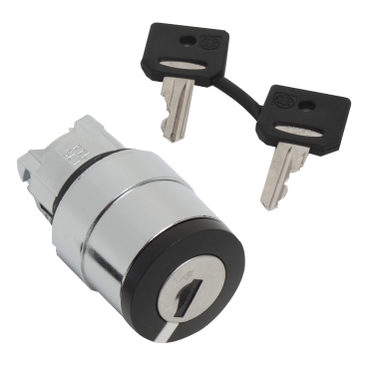 ZB4BG612 Harmony XB4, Key switch selector head, metal, black, Ø22, key n°421E, 2 positions, spring return right to left
