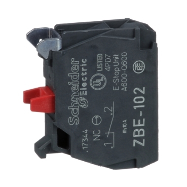 ZBE102 Single contact block, Harmony XB4, silver alloy, screw clamp terminal, 1NC