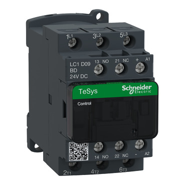 LC1D09BD TeSys D contactor - 3P(3 NO) - AC-3 - <= 440 V 9 A - 24 V DC coil