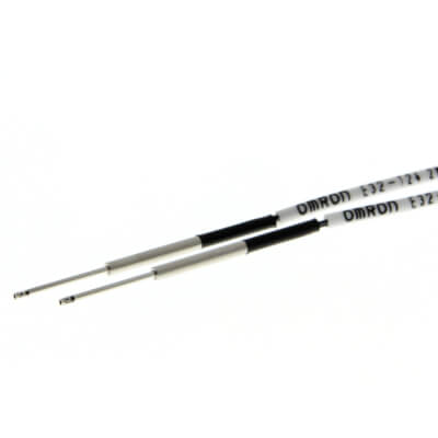 E32-T24R 2M  Fiber optic sensor head, through-beam, cylindrical radial diameter 2 mm with sleeve, diameter 1 mm, 15 mm lenght, R1 flexible fiber, 2 m cable Omron