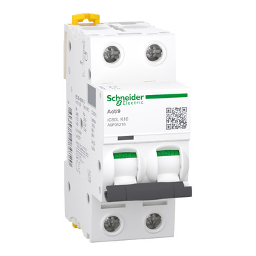 A9F95216 Miniature circuit-breaker, Acti9 iC60L, 2P, 16 A, K curve, 15000 A (IEC 60898-1), 25 kA (IEC 60947-2)