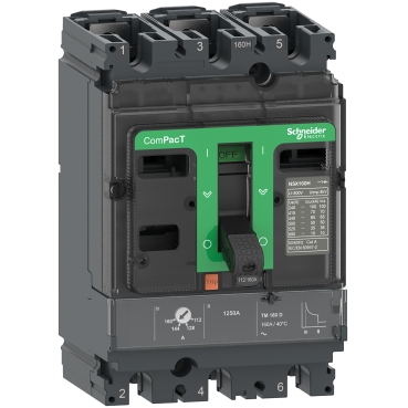 C16F3TM160 Circuit breaker, ComPacT NSX160F, 36kA/415VAC, 3 poles, TMD trip unit 160A