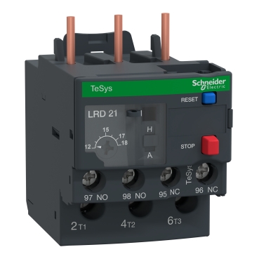 LRD21 Thermal overload relay, TeSys Deca, 690VAC, 12 to 18A, 1NO+1NC, class 10A, screw clamp