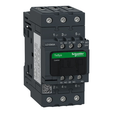 LC1D65ABD TeSys Deca contactor - 3P(3 NO) - AC-3/AC-3e - = 440 V 65 A - 24 V DC standard coil