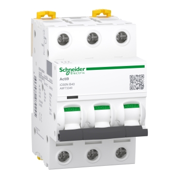 A9F73340 iC60N - miniature circuit breaker - 3P - 40A - B curve