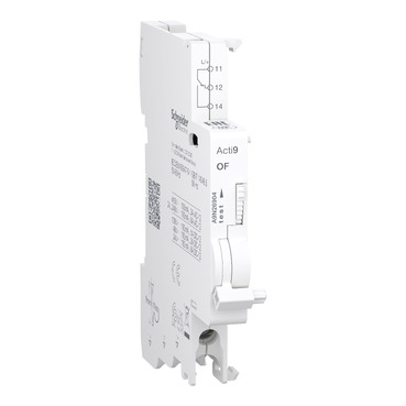 A9N26904 Auxiliary contact, Acti9 A9N, OF, 1 C/O, 100mA to 6A, 24VAC to 415VAC, 24VDC to 130VDC, bottom connection