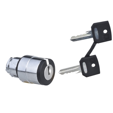 ZB4BG08 Key switch selector head, Harmony XB4, metal, black, 22mm, key 455, 3 positions, spring return from right to center, key withdrawal left