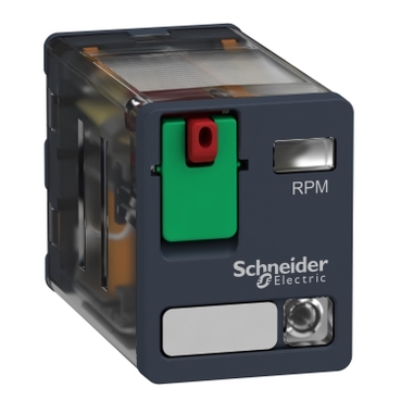 RPM22P7 Harmony, Power plug-in relay, 15 A, 2 CO, with LED, with lockable test button, 230 V AC