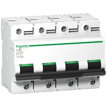 A9N18437 Miniature circuit-breaker, Acti9 C120H, 4P, 125 A, B curve, 15000 A (IEC 60898-1), 15 kA (IEC 60947-2)
