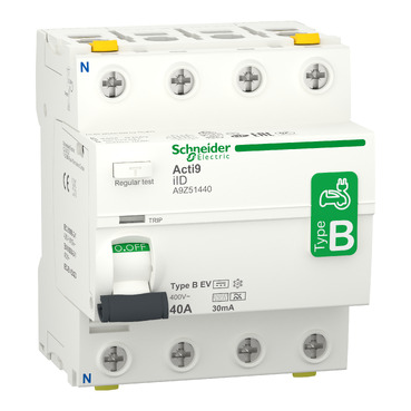 A9Z51440 Acti9 iID - Residual Current Circuit Breaker - 4P - 40A - 30mA - B EV type Schneider Electric