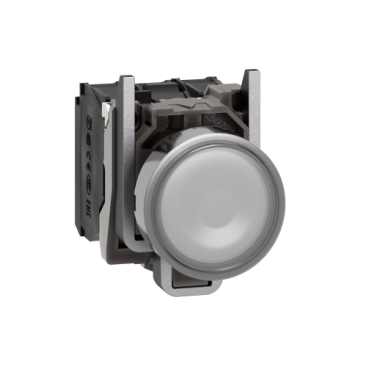 XB4BW31B5 Illuminated push button, Harmony XB4, metal, white flush, 22mm, universal LED, plain lens, 1NO + 1NC, 24V AC DC Schneider Electric