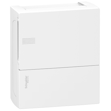 MIP12108 Enclosure, Resi9 MP, surface mounting, 1 row of 8 modules, IP40, white door, 1 earth + 1 neutral terminal blocks