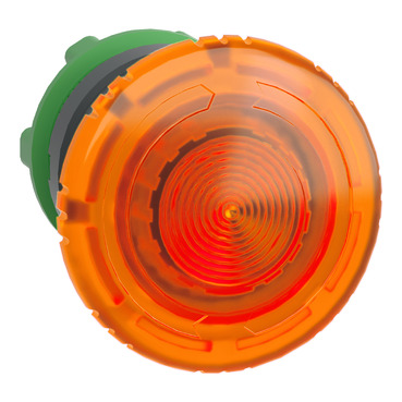 ZB5AW753 Head for illuminated push button, Harmony XB5, plastic, orange mushroom 40mm, 22mm, latching turn to release, clear boot