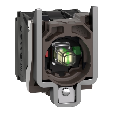 ZB4BW0B15 Harmony XB4, Light block with body/fixing collar, metal, white, integral LED, 24 V AC/DC, 1 NO + 1 NC