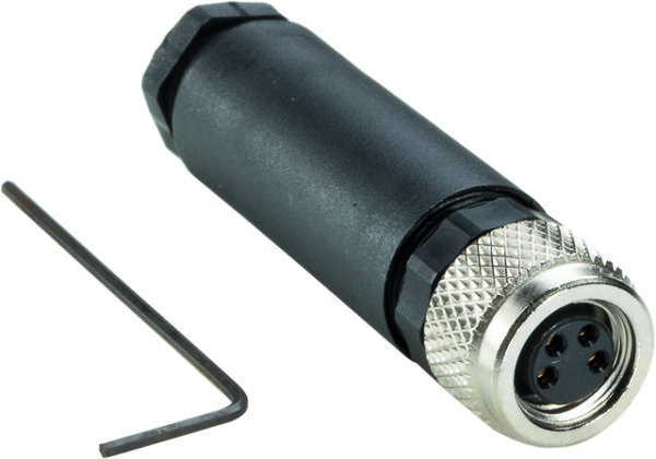 DOS-0804-G Female connector, M8, 4-pin, straight, A-coded 6009974