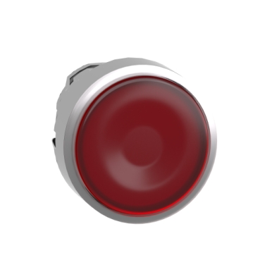 ZB4BW343 Head for illuminated push button, Harmony XB4, metal, red flush, 22mm, universal LED, spring return, plan lens, unmarked
