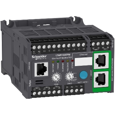 LTMR100EFM Motor Management, TeSys T, motor controller, Ethernet/IP, Modbus/TCP, 6 inputs, 3 outputs, 5 to 100A, 100 to 240 VAC