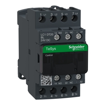 LC1DT20BL TeSys Deca contactor - 4P(4 NO) - AC-1 - = 440 V 20 A - 24 V DC low cons coil