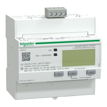 A9MEM3155 iEM3155 energy meter - 63 A - Modbus - 1 digital I - 1 digital O - multi-tariff - MID