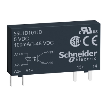 SSL1D101JD plug in relay, Harmony Solid State Slim Relays, 0.1A, DC switching, input 3 to 12V DC, output 1 to 48V DC Sc
