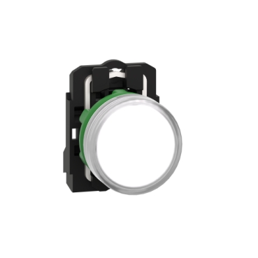 XB5AVB1 pilot light, Harmony XB5, grey plastic, white, 22mm, universal LED, plain lens, 24V AC DC