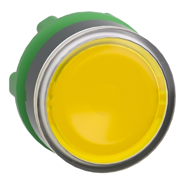 ZB5AW383 Head for illuminated push button, Harmony XB5, yellow flush, 22mm, universal LED, spring return, plain, unmarked