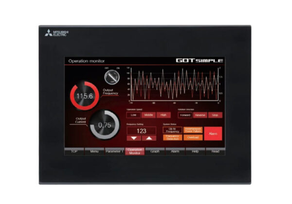 GS2107-WTBD GOT Simple;7"wideTFT;DC;WVGA;65k colors;RS-422/485;RS-232;USB;Eth;SD;Black