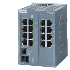 6GK5216-0BA00-2TB2 SCALANCE XB216 managed layer 2 IE switch, 16X 10/100 Mbit/s RJ45 ports, 1x console port, diagnostics LED red redundant power supply; IEC 62443-4-2 certified; temperature range 0 to +60 °C DIN-rail mounting; default EtherNet/IP.