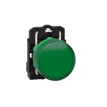XB5AVM3 Pilot light, Harmony XB5, grey plastic, green, 22mm, universal LED, plain lens, 230...240V AC Schneider Electric